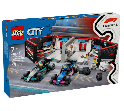  lego city 60444 Конструктор "Гараж f1 и автомобили mercedes-amg и alpine" (678 дет.)