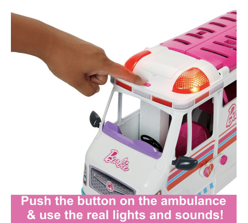 barbie hkt79 Игровой набор 2в1 «Машина скорой помощи - Клиника Барби»