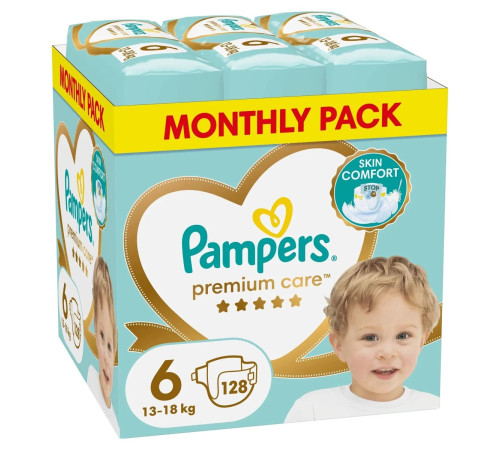 pampers premium care 6 (13-18 кг.) 128 шт.