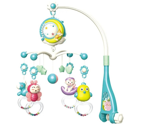 bibiin toys 648a-55 carusel muzical cu proiector și telecomandă (albastru)