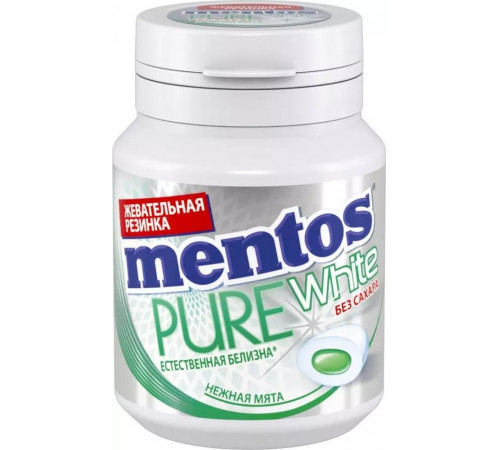  mentos Жевательная резинка pure white "Нежная Мята"(54 гр.)
