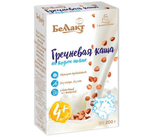 Детское питание в Молдове Беллакт Каша гречневая на козьем молоке (4 м.+) 200 гр.