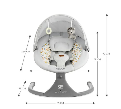 kinderkraft leagan electronic lumi (până la 9 kg.) light grey