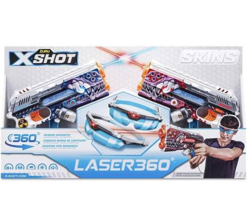  zuru 36602 set 2 blastere cu laser și ochelari  x-shot skins laser 360