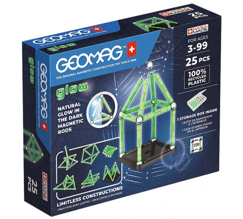 Детский магазин в Кишиневе в Молдове geomag 328 Магнитный конструктор "glow recycled" (25 дет.)
