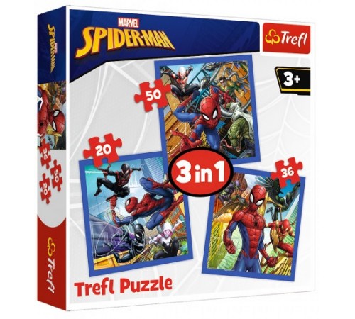  trefl 34841 puzzle 3-în-1 "puterea spider-man” (20/36/50 el.)
