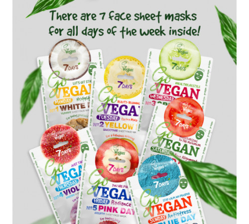 7days go vegan masca de țesut pentru față sunday blue day, 25 g