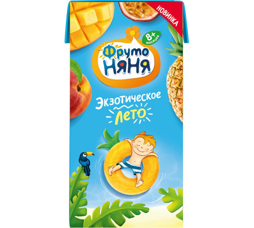 Детское питание в Молдове ФрутоНяня Нектар из смеси фруктов с манго "Экзотическое лето" 200 мл. (8 м+)