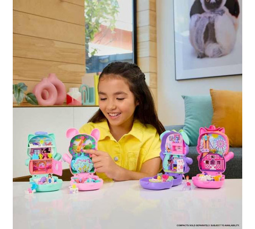 polly pocket jfg56 set de joacă core compact cu păpușă, animal de companie (in sort.)