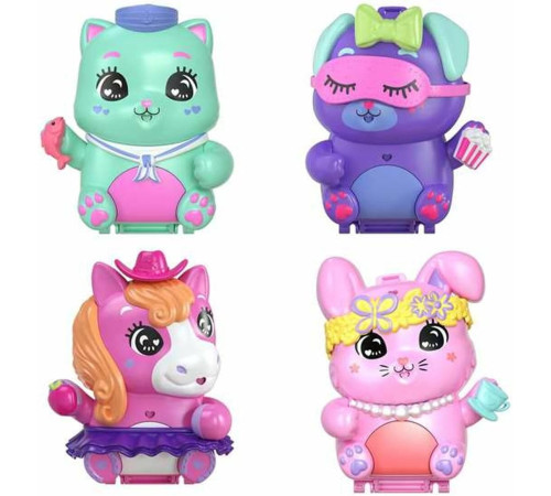  polly pocket jfg56 set de joacă core compact cu păpușă, animal de companie (in sort.)