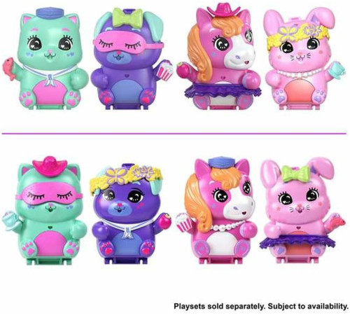 polly pocket jfg56 set de joacă core compact cu păpușă, animal de companie (in sort.)