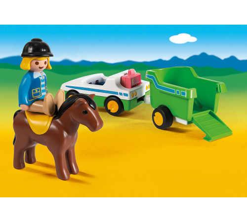 playmobil 70181 Конструктор "Автомобиль с прицепом для лошади"