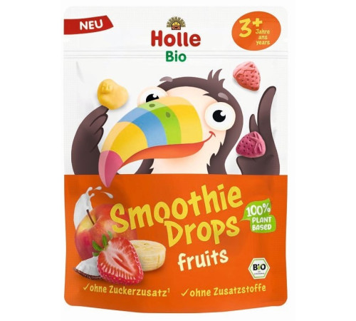 holle bio organic gustare din fructe "smoothie drops" (de la 3 ani) 15 gr.