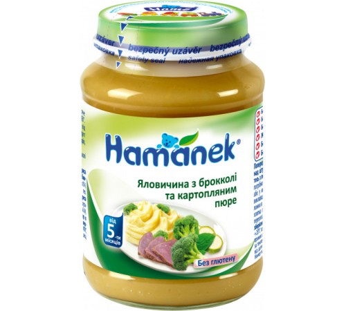 Hame Пюре "Хаманек" Говядина с брокколи и картофельным пюре (5м+) 190 гр. Детское питание в Молдове hame Пюре "Хаманек" Говядина с брокколи и картофельным пюре (5м+) 190 гр.