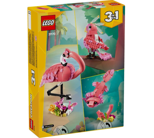 lego creator 31170 constructor 3 în 1 "animale sălbatice: flamingo roz" (288 el.)