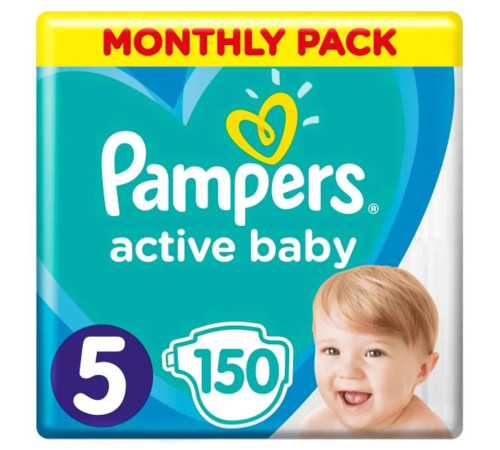 pampers active baby 5 (11-16 kg.) 150 buc.