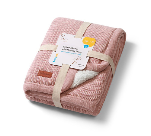 babyono-8145 1659/01 pătură de bumbac cu căptușeală din fleece (75 x 100 cm) roz