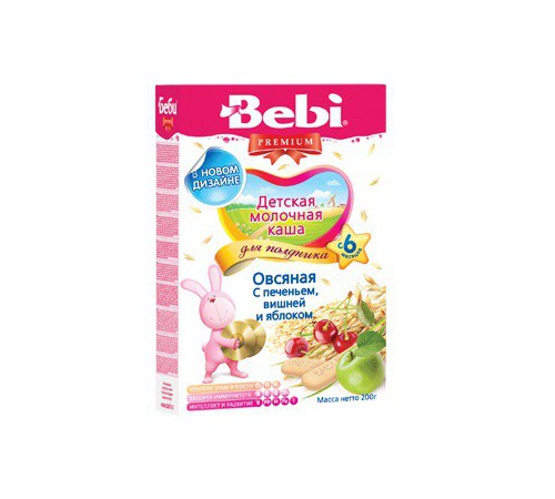 Bebi Каша овсяная для полдника с печеньем вишней и яблоком 200gr.(6+) Детское питание в Молдове bebi Каша овсяная для полдника с печеньем вишней и яблоком 200gr.(6+)