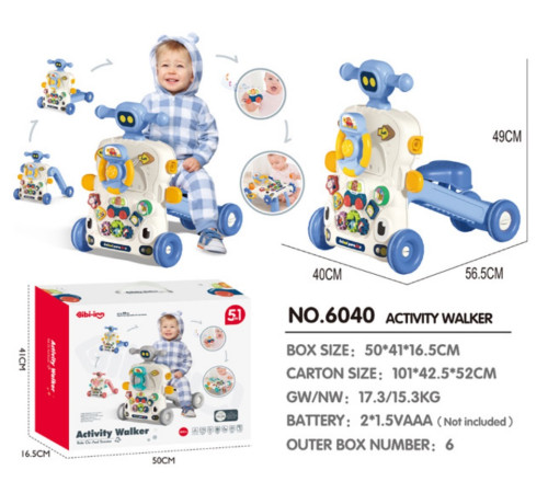 bibiin toys 6040 Музыкальные ходунки 5-в-1 голубой