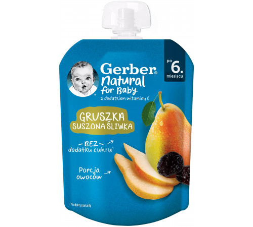 gerber Пюре «Груша-чернослив» 80 гр. (6 м +)