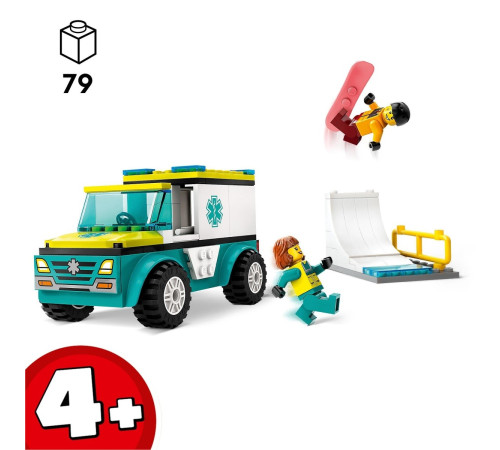 lego city 60403 construcție "ambulanță și snowboarder" (79 el.)