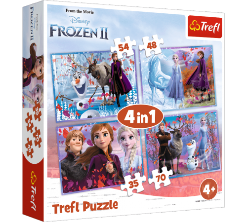 trefl 34323 puzzle 4-în-1 "călătorie în necunoscut / frozen 2" (54/48/35/70 el.)