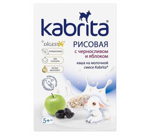Питание и аксесcуары в Молдове kabrita Каша рисовая на козьем молочке с черносливом и яблоком (5 м+) 180 гр.