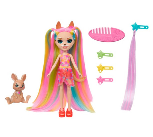 enchantimals htj70 papusa "katrice kangaroo cu animalul de companie cangur"