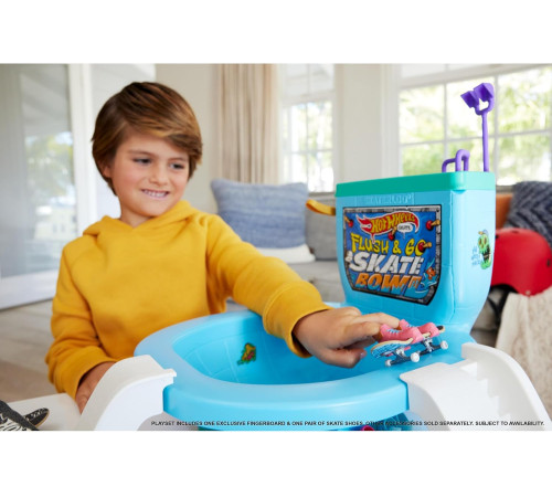 hot wheels hxl16 set de joc "skate fingerboard toilet bowl"