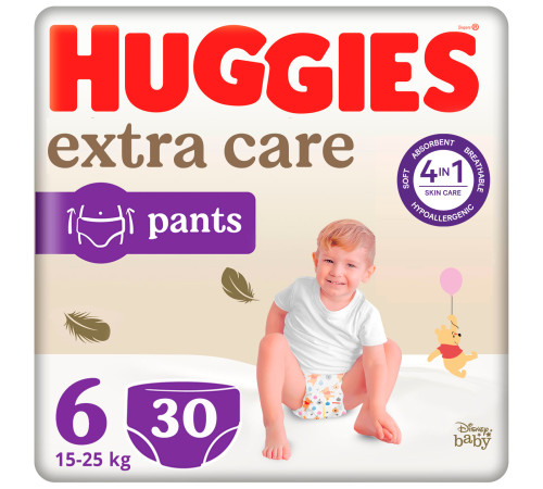  huggies chiloței extra care pants 6 (15-25 kg.) 30 buc.