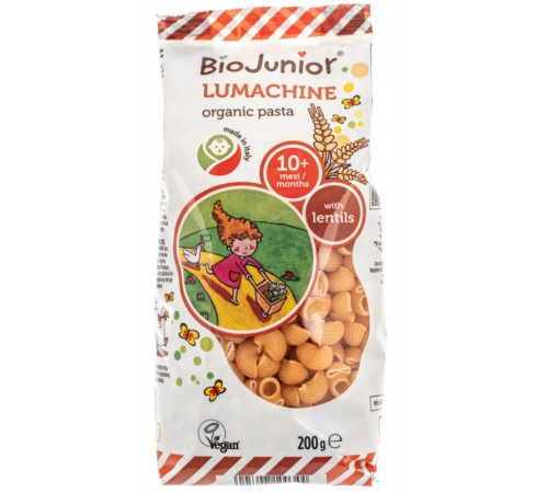  biojunior organic paste "melci" cu linte (10 luni+) 200 gr.