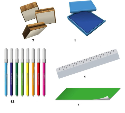 multiprint 4980 set de 12 carioci cu 7 ștampile "l.o.l"