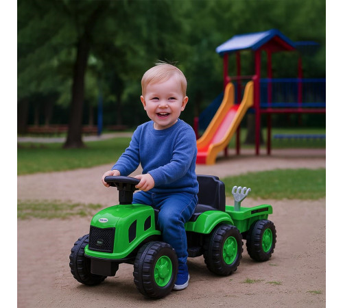 baby mix 58358  tractor pentru copii mici cu remorcă "benny" (verde)