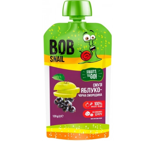 bob snail piure de fructe "smoothie mere-coacăze negre" (120 gr.)