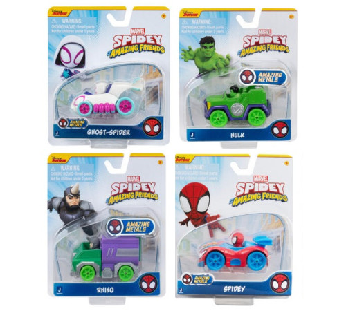  spider-man snf0193 mașină metalică speedy and friends (7,5 cm) in sort.