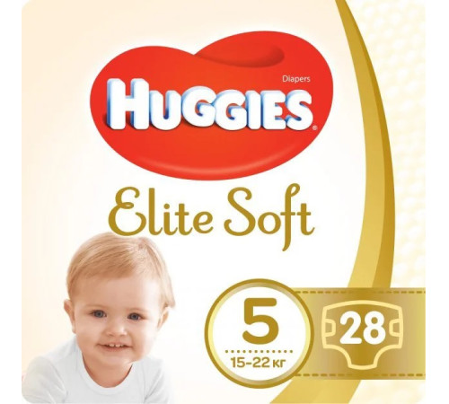  huggies elite soft 5 (12-22 kg.) 28 buc.