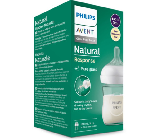 avent scy930/01 Бутылочка стеклянная "natural 2.0" 125 мл.  (0 м+) 1 шт.