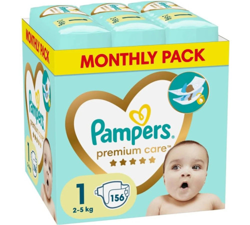 pampers premium care 1 (2-5 kg.) 156 buc.