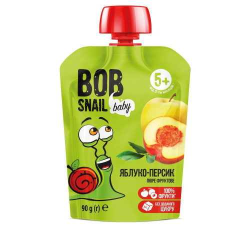 Bob Snail Piure Mere-Piersici (5 luni +) 90 gr.  bob snail piure mere-piersici (5 luni +) 90 gr.