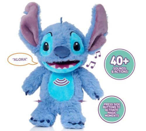 stitch dis1037 jucărie de pluș interactivă "real fx palm: disney angel" albastru