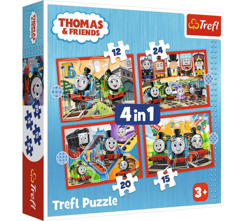  trefl 34619 puzzle 4 în 1 "thomas și prietenii" (12/15/20/24 el.)