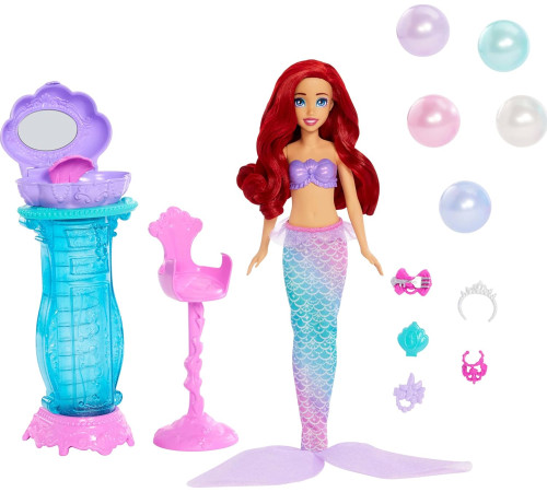 disney princess jbf86 păpușa "ariel" cu măsuță de toaletă sidef