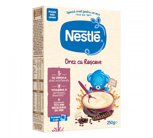 nestlé cereale din orez cu roscove fara lapte 250 gr. (4 m+)