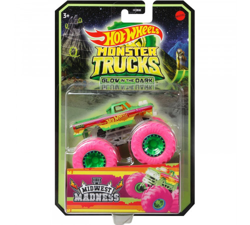 hot wheels hcb50 mașina "monster-truck" strălucește în întuneric (in sort.)
