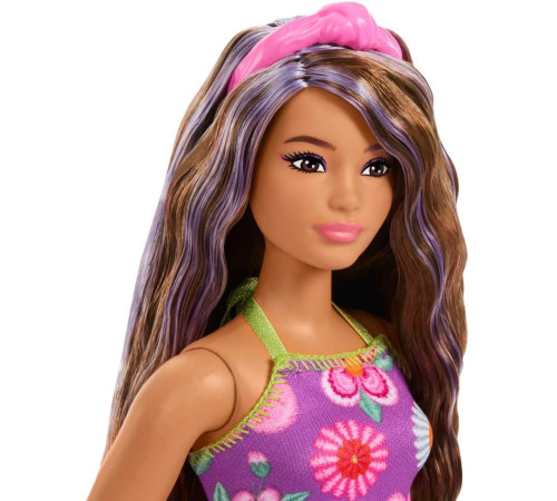 barbie jjn57 păpușă barbie "fashionistas № 244" &icirc;ntr-o rochie florală fără spate