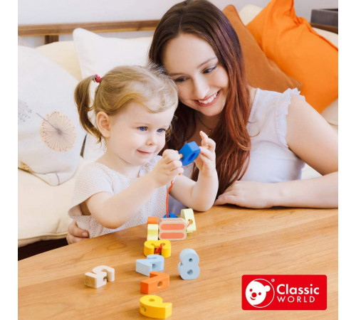 classic world 53795 Деревянная игра-шнуровка "Цифры"