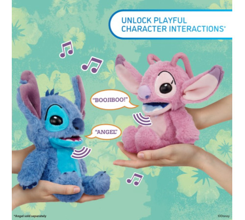 stitch dis1037 jucărie de pluș interactivă "real fx palm: disney angel" albastru