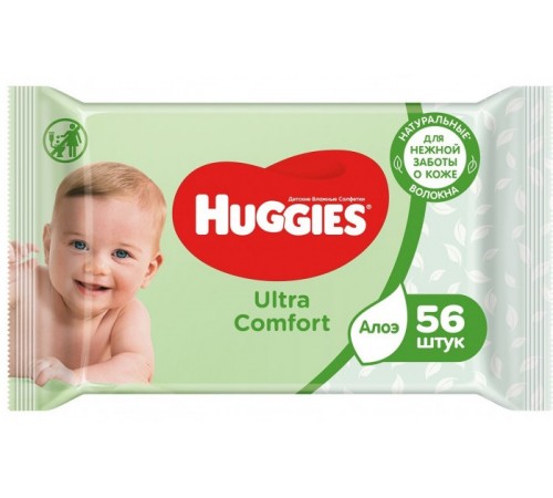 huggies Влажные Салфетки ultra comfort c Алоэ (56 шт.)