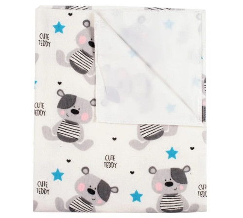  new baby 39475 Фланелевая пеленка непромокаемая "Мишка" (57 x 47 см.) голубой