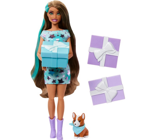 barbie jfg72 set cu papusa "petrecerea surpriza in tonuri turcoaz"